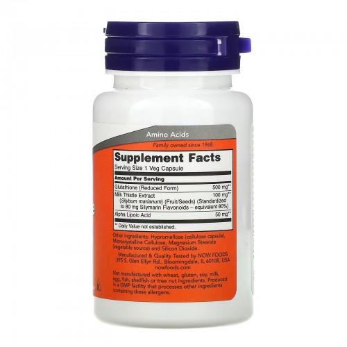 NOW Foods, Глутатион, 500 мг, 30 вегетарианских капсул NOW Foods, Глутатион, 500 мг, 30 вегетарианских капсул
